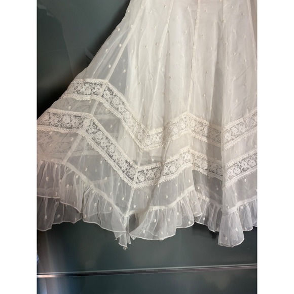 Anthropologie Not So Serious Lydia Petticoat Midi Skirt White Lace Ruffle Womens - Picture 4 of 9